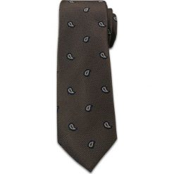 Elegancki Krawat Męski, Wzór Paisley, Nerka, Łezka - Chattier, Brązowy KRCH0942. Pomarańczowe krawaty męskie Chattier, bez wzorów, z tkaniny, eleganckie. Za 40,00 zł.