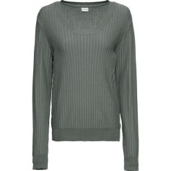 Sweter w prążek bonprix dymny miętowy. Niebieskie swetry damskie bonprix, bez wzorów, eleganckie, bez rękawów, bez kaptura. Za 89,99 zł.