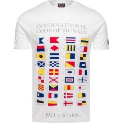 T-shirt PAUL&SHARK. Niebieskie t-shirty męskie Paul and Shark, z nadrukiem, z bawełny, z okrągłym kołnierzem. Za 560,00 zł.