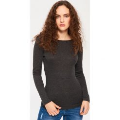 Bluzki, topy, tuniki: T-shirt z dekoltem w łódkę – Szary