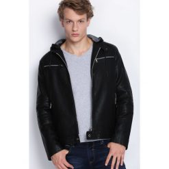 Czarna Ramoneska Know Nothing. Czarne marynarki męskie Born2be, xxl, bez wzorów, ze skóry. Za 179,99 zł.