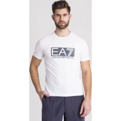 T-SHIRT EA7 EMPORIO ARMANI. Białe t-shirty męskie EA7 Emporio Armani, s, z nadrukiem, z elastanu, z okrągłym kołnierzem. Za 167,40 zł.
