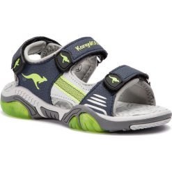 Sandały KANGAROOS - Sandalshine 18353 000 4054 Dk Navy/Lime. Szare sandały chłopięce KangaROOS, ze skóry ekologicznej, bez zapięcia. W wyprzedaży za 159,00 zł.