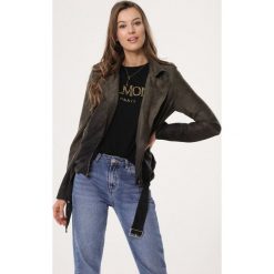 Zielona Ramoneska Sometimes Bad. Zielone kurtki damskie Born2be, s, w paski, bez kaptura. Za 89,99 zł.