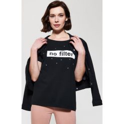 T-shirty męskie: T-shirt z napisem – Czarny