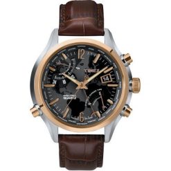 Biżuteria i zegarki: Zegarek Timex Męski T2N942 IQ Traveller Series World Time brązowy