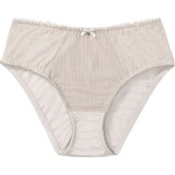 Figi "maxi" bonprix szary kamienisty - piaskowy beżowy. Szare majtki damskie bonprix, w koronkowe wzory, z koronki. Za 34,99 zł.
