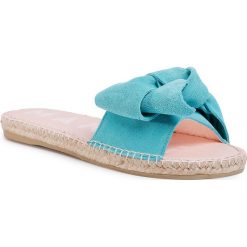 Espadryle MANEBI - Sandals With Bow M 3.6 J0 Aquamarine. Niebieskie espadryle damskie Manebi, z aplikacjami, ze skóry, bez obcasa. W wyprzedaży za 309,00 zł.
