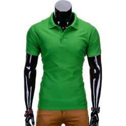 Koszulka męska polo bez nadruku S715 - jasnozielona. Zielone koszulki męskie Ombre Clothing, s, z nadrukiem, z materiału, klasyczne, bez rękawów. Za 19,00 zł.