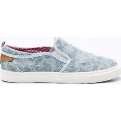 Wrangler - Tenisówki. Niebieskie trampki i tenisówki damskie Wrangler, bez wzorów, ze skóry, bez zapięcia. W wyprzedaży za 149,90 zł.