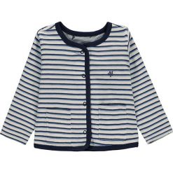 Bluza dwustronna w kolorze szaro-niebieskim. Szare bluzy niemowlęce Marc O'Polo Junior, w paski, z bawełny, bez rękawów, bez kaptura. W wyprzedaży za 77,95 zł.