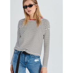 Bluzka w paski - Pomarańczo. Szare bluzki damskie marki Sinsay, s, w paski, bez kołnierzyka, bez rękawów. Za 14,99 zł.