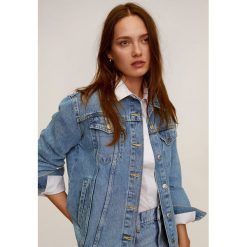 Mango - Kurtka jeansowa Oversize. Niebieskie kurtki damskie Mango, xs, bez wzorów, z bawełny, krótkie, bez kaptura. Za 139,90 zł.