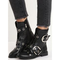 Czarne Botki Exclusive Use. Czarne workery damskie Born2be, militarne, na niskim obcasie, na płaskiej podeszwie, z paskami. Za 99,99 zł.