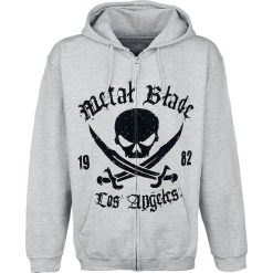 Bluzy męskie: Metal Blade Pirate Logo Bluza z kapturem rozpinana szary