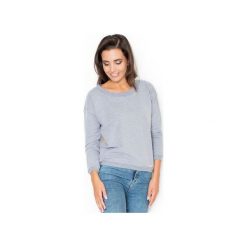 Bluza K235 Szary. Szare bluzy damskie marki KATRUS, s, bez wzorów, z bawełny, bez rękawów, długie, bez kaptura. Za 89,00 zł.