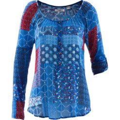 Tunika kreszowana, długi rękaw bonprix niebieski Chagall wzorzysty. Niebieskie tuniki damskie marki bonprix, z nadrukiem, bez kołnierzyka, z długim rękawem. Za 89,99 zł.