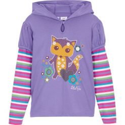 Shirt dziewczęcy z długim rękawem z kapturem bonprix jasny lila. Fioletowe bluzki dziewczęce bonprix, z nadrukiem, z bawełny, z kapturem, z długim rękawem, długie, z kapturem. Za 37,99 zł.