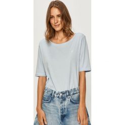 Marc O'Polo - T-shirt. Niebieskie bluzki damskie Marc O'Polo, xl, bez wzorów, z bawełny, z okrągłym kołnierzem. W wyprzedaży za 79,90 zł.