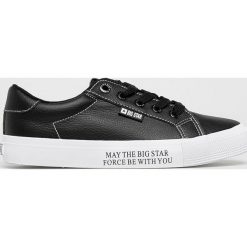 Big Star - Tenisówki. Czarne trampki i tenisówki damskie BIG STAR, bez wzorów, z gumy, na sznurówki. W wyprzedaży za 69,90 zł.