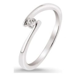 RABAT Pierścionek Białe Złoto - złoto białe 585, Brylant 0,06ct. Żółte pierścionki damskie marki W.KRUK, z brylantem, złote. W wyprzedaży za 699,00 zł.