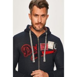 Desigual - Bluza. Niebieskie bluzy męskie Desigual, m, z aplikacjami, z poliesteru, z kapturem. W wyprzedaży za 319,90 zł.