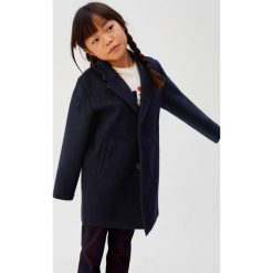 Mango Kids - Płaszcz dziecięcy Formal 110-164 cm. Niebieskie kurtki dziewczęce Mango Kids, bez wzorów, z poliesteru, bez kaptura. Za 199,90 zł.