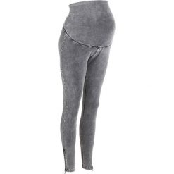 Legginsy ciążowe bonprix szary łupkowy. Szare legginsy damskie marki bonprix, z bawełny. Za 89,99 zł.