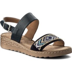Sandały LASOCKI - H463 Granatowy. Niebieskie klapki damskie Lasocki, z aplikacjami, ze skóry, bez obcasa. Za 129,99 zł.
