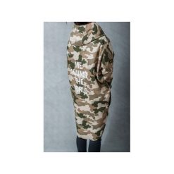 PŁASZCZ MORO Z NAPISEM I NASZYWKAMI. Płaszcze damskie Skalny, na wiosnę, s, z aplikacjami, z bawełny, militarne, długie. Za 599,00 zł.
