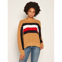 Sweter TOMMY HILFIGER ICONS Global WW0WW28342. Pomarańczowe swetry damskie TOMMY HILFIGER, m, bez wzorów, klasyczne, bez rękawów, bez kaptura. Za 749,00 zł.