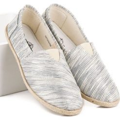 Prążkowane espadryle MERG odcienie szarości i srebra. Białe espadryle damskie marki Merg. Za 29,00 zł.
