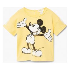 Odzież chłopięca: Mango Kids – T-shirt dziecięcy Mickey 80-104 cm