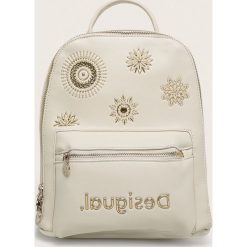 Desigual - Plecak. Białe plecaki damskie Desigual, z aplikacjami, z bawełny. W wyprzedaży za 239,90 zł.