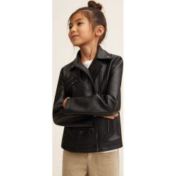 Mango Kids - Kurtka dziecięca Etomros 110-164 cm. Czarne kurtki dziewczęce marki Mango Kids, z bawełny, krótkie. W wyprzedaży za 69,90 zł.