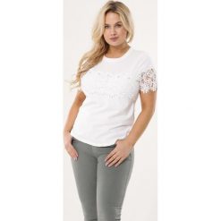 Biała Bluzka Atypical. Białe bluzki damskie Born2be, xl, bez wzorów, z dzianiny, z okrągłym kołnierzem, z krótkim rękawem. Za 49,99 zł.
