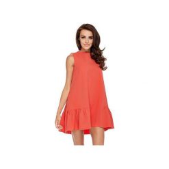 Sukienka Barbi Coral. Pomarańczowe sukienki damskie Ooh la la, na co dzień, na lato, bez wzorów, ze skóry, bez kołnierzyka, bez rękawów. Za 179,00 zł.