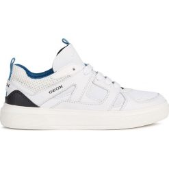 Geox - Buty dziecięce. Białe trampki chłopięce Geox, bez wzorów, ze skóry, sportowe, z okrągłym noskiem, bez zapięcia. Za 309,90 zł.
