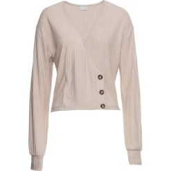 Shirt z guzikami bonprix beżowy. Brązowe koszulki damskie bonprix, bez wzorów, bez kołnierzyka. Za 89,99 zł.