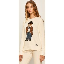Polo Ralph Lauren - Sweter. Białe swetry damskie Polo Ralph Lauren, s, z aplikacjami, z jedwabiu, z długim rękawem, długie, bez kaptura. Za 1299,00 zł.