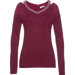 Sweter ze sztrasami bonprix czerwony rododendron. Fioletowe swetry klasyczne damskie bonprix. Za 109,99 zł.