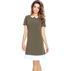Sukienki hiszpanki: ROSALIA – sukienka z imitacją kołnierzyka khaki
