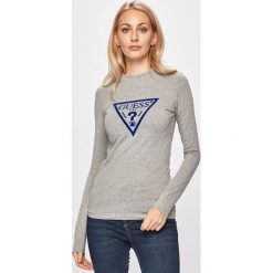 Guess Jeans - Longsleeve. Białe bluzki damskie Guess Jeans, s, z aplikacjami, z elastanu, z okrągłym kołnierzem. Za 169,90 zł.