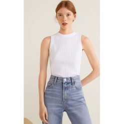 Mango - Top Canali. Szare topy damskie Mango, l, z bawełny, z okrągłym kołnierzem. Za 59,90 zł.