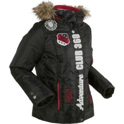 Kurtka termoaktywna pikowana bonprix czarny. Czarne kurtki damskie bonprix, bez wzorów, z futra. Za 99,99 zł.