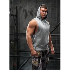 TANK TOP HOODIE RESPECT grey. Szare bluzy męskie FJ!, m, bez wzorów, z bawełny, sportowe, bez kołnierzyka, bez rękawów, bez kaptura. Za 189,00 zł.