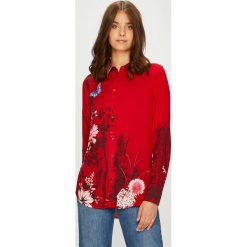 Desigual - Koszula. Czerwone koszule damskie Desigual, l, z tkaniny, casualowe, z klasycznym kołnierzykiem, z długim rękawem. W wyprzedaży za 199,90 zł.