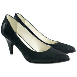 Buty ślubne damskie: Skórzane czółenka w kolorze czarnym