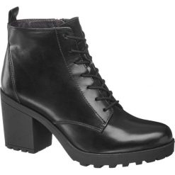 Botki damskie 5th Avenue czarne. Czarne botki damskie na obcasie 5th Avenue, z materiału, na sznurówki. Za 239,90 zł.