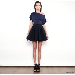 Street Style - Kimonowy Top - granat. Topy damskie Pakamera, bez wzorów, z elastanu, z asymetrycznym kołnierzem. Za 159,00 zł.